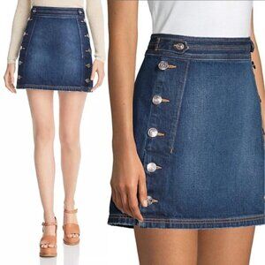 Current/Elliott The Ballast Denim Skirt In Deep Lagoon